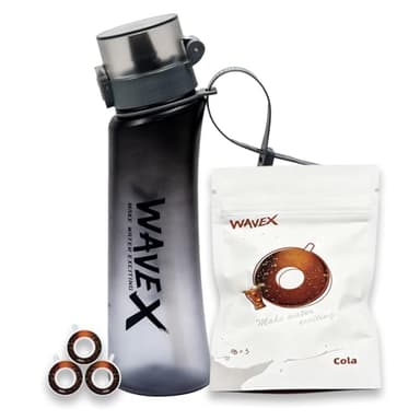 WAVEX Flavored Water Bottle That Makes Plain Water Enjoyable, Aroma-Powered Hydration, Includes 3 Cola Aroma Flavor Scent Pods, No Sugar or Additives, 0 Calorie, (600ml, Iron Mist Gray)