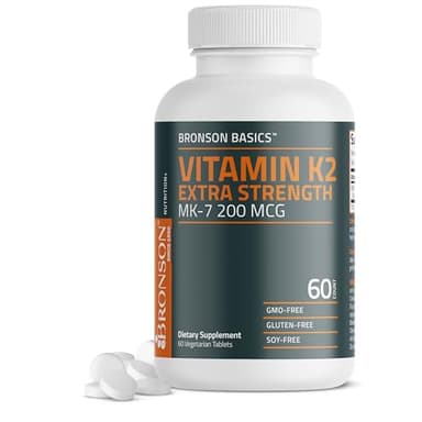 Bronson Vitamin K2 MK-7 200mcg Extra Strength, 60 Vegetarian Tablets