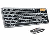 ProtoArc Backlit Bluetooth Keyboard and Mouse for Mac, KM100-A Full Size Wireless Keyboard Mouse for Mac, Multi-Device Rechargeable for MacBook Pro/Air, iMac, iPhone, iPad, Space Gray