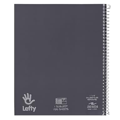 Roaring Spring Lefty Spiral Notebook, College Ruled One Subject Left Handed Notebook with Cover Pocket, 11" x 9", 100 Sheets, Assorted Color Covers