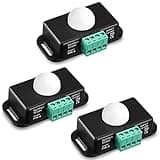 3 Packs 12 V 24 V PIR Sensor Adjustable LED c Black Infrared Motion Detector Body Motion Sensing Light Switch PIR Controller with Embedded PIR Probes for Flexible LED Strip Lights