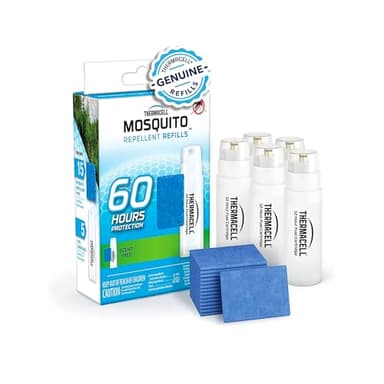 Thermacell Mosquito Repellent Refills, 60-Hour Pack; Contains 15 Repellent Mats, 5 Fuel Cartridges; Compatible with Any Fuel-Powered Thermacell Product; No Spray, Scent, Mess