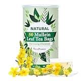50 Mullein Tea Bags for Lungs, VitalForest 100% Pure Mullein Leave Tea, Lung Detox Cleanse Mullen Tea for Smokers Breathe Deep and Respiratory Support, Caffeine Free Mullin