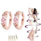 Lymphatic Drainage Slimming Hoop Earrings, Titanium Ion Lymphvity Germanium Earring Acupuncture Therapy Hoop Moissanite Earrings Jewelry for Women Men (rose gold)