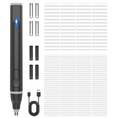 Foyucool Electric Eraser, USB C Rechargeable Pencil Eraser with 220 Eraser Refills, 2 Eraser Sizes, Comfort Grip Art Eraser for Drawing, Ideal for Artists, Students, Sketch, Engineers, Black