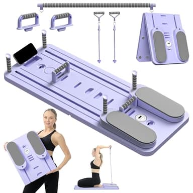 VigorEdge Pilates Board - Pilates Reformer Set, Multi-Purpose Foldable Pilates Reformer Board for Home,11 in 1 Sliding Board (Purple)