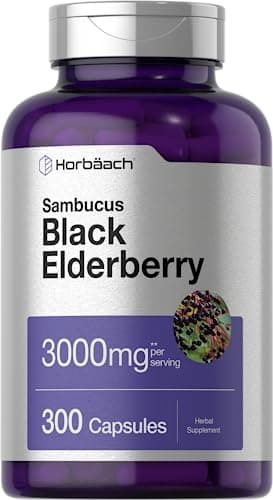 Horbäach Black Elderberry | 300 Capsules | Non-GMO, Gluten Free | Sambucus Supplement