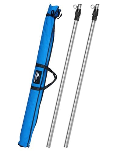 BLUEWING 2-Pack V4 Upgraded Sunshade Support Pole for Fishing Boats 316 Stainless Steel Heavy Duty Boat Shade Canopy Pole, Adjustable Length up to 6.21ft