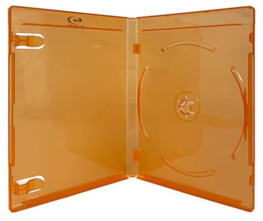 Mediaxpo Premium Standard Clear Orange Blu-Ray Single Disc Cases 12MM - Durable Polypropylene Replacement Case with Clear Outer Sleeve and Booklet Holder (Pack of 10)