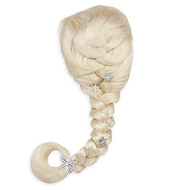 Disney Store Official Elsa Costume Wig for Kids – Frozen 2 Cosplay Wig with Braided Locks, Silver Snowflakes, and Iridescent Strands - One Size Fits Most Kids