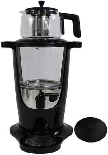 Electric Samovar Russian Persian Turkish Tea Maker Water Kettle Glass Teapot 3.2+1=4.2 Liter 110V 1000w Auto On Off Switch Keep Warm Black