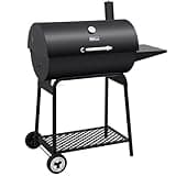 Royal Gourmet CC1830 30 Inch Barrel Charcoal Grill with Side Table, Outdoor BBQ Grill with 627 Sq. In. Cooking Space for Backyard, Patio and Parties, Black