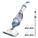 ENHULK Pool Vacuum for Above Ground Pool, 2025 Upgraded 13.4" Wide Head & Telescopic Pole, 18.5 GPM Suction, 60 Min Runtime, Cordless Handheld Rechargeable Pool Cleaner for Inground Pools (Blue)