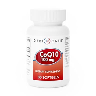GeriCare CoQ10 100mg Softgels - High Absorption Co Q 10 Supplement - Easy to Swallow Q10 Coenzyme for Men, Women, and Elderly - 1 Month Supply, 30 Count - Travel Friendly