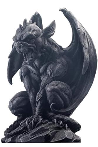 JORAE Winged Gargoyle Statue Indoor Outdoor Home Decor Sitting Guardian Sculpture Halloween Figurines, 9 in, Polyresin