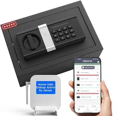 FORFEND Smart Home Safes | WiFi Safe Box App Unlock/Alarm | Voice Control, Kidnap SOS Alarm, Tamper Detect, Frozen Mode | Money Security Lockbox History Track | Digital Caja Fuerte Remote Live Monitor