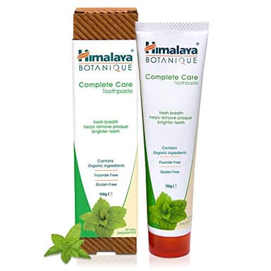 Himalaya Botanique Complete Care Toothpaste with Xylitol and Neem, Peppermint Flavor - Fluoride Free Toothpaste for Clean Teeth & Fresh Breath - Vegan, No Artificial Flavors or Colors, 5.29 oz