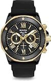Bulova Men's Marine Star Series A Black and Rose Gold Ion-Plated Stainless Steel 6-Hand Chronograph Quartz Watch, Black Silicone Strap Style: 98B278