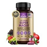 Organic Super Maqui Berry Capsules - Superfood Powder - Elderberry Extract, Cranberry, Pomegranate, Acai - Dry Eye & Tear Support, Gut Health, Skin - 60 Vegan Capsules, Non GMO, Gluten Free Supplement