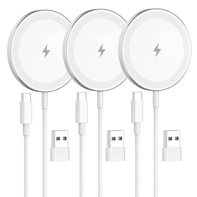 3-Pack 15W Magnetic Wireless Charger: Qi2 Fast Charging Pad for iPhone Air 17 16 15 14 13 12 Pro Max, Samsung Galaxy S26 S25, Google Pixel 10, AirPods-Slim Portable for Desk Bedside Travel-White
