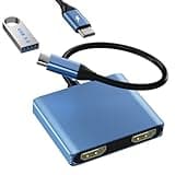 Laptop Docking Station Dual Monitor, HDMI Splitter for Dual Monitors for Dell/HP/Lenovo/Mac, Dual HDMI Adapter for 2 Monitors, Docking Station with 2 HDMI 4K/USB3.0/PD, USB C to Dual HDMI Adapter