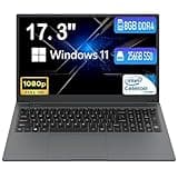 MTWZMM 17 inch Laptop, 8GB RAM 256 SSD, 17.3 inch FHD 1920x1080 Display, Celeron N5095(Up to 2.9GHz), Window 11, WiFi, Bluetooth 4.2, USB 3.0, Webcam, HDMI, for Students and Business