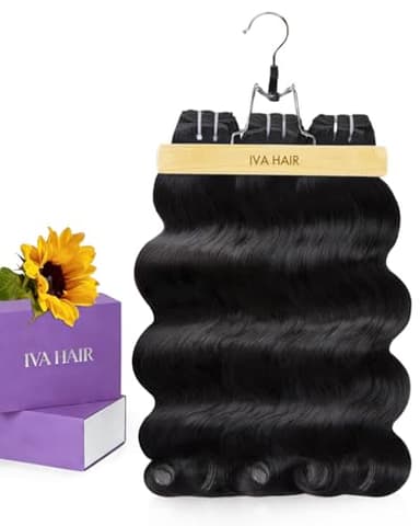 IVA 16A Body Wave Bundles Human Hair, 100% Raw Human Hair Bundles 24 26 28 Inch, Triple Lifespan, No Tangle No Shedding, Repeated Washes Maintain Silky Texture
