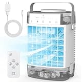 Portable Air Conditioners, Air Cooler with Remoter Evaporative Personal Mini AC, 3 Wind Speed, 2-4-8H Timer, 3 Modes, Colorful Night Light, Portable AC for Room, Car, Bedroom, Camping