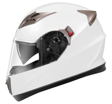 Motorcycle Full Face Helmet DOT Approved - YEMA Helmet YM-829 Motorbike Moped Street Bike Racing Casco Moto Helmet with Sun Visor for Adult,Youth Men and Women - White,M