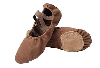 Linodes Ballet Shoes for Women Stretch Canvas Split Sole Dance Shoe for Girls-Coffee-9.5M