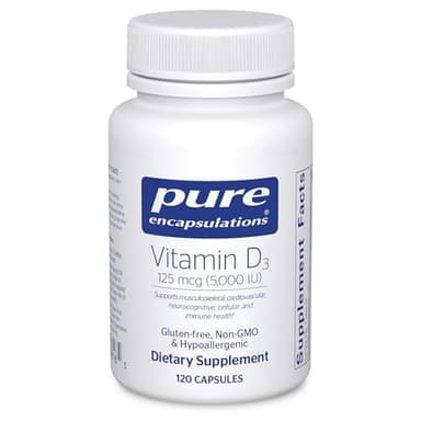 Pure Encapsulations Vitamin D3 125 mcg (5,000 IU) - Supplement to Support Bone, Joint, Breast, Heart, Colon, and Immune Health* - with Vitamin D - 120 Capsules
