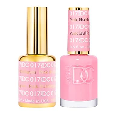 DND DC Gel Polish Set, Pink Collection, UV/LED GelPolish and Air Dry Nail Lacquer, Matching Chip-Free Polish Duo, 017 Pink Bubblegum, 0.5 Fl Oz Each