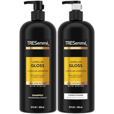 TRESemmé Shampoo and Conditioner, Lamellar Gloss – Hair Smoothing Products for Glossy Hair, Sleek Looks & Frizz Control, 28 Oz Ea
