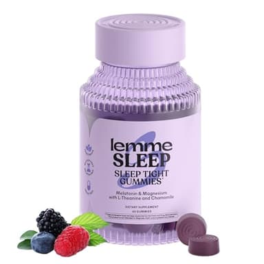 Lemme Sleep Gummies with 5mg Melatonin, Elderberry, Magnesium, L-Theanine, Chamomile and Lavender, Drug-Free Nighttime Sleep Aid, Gluten Free, Gelatin Free, Non GMO, Berry Flavored (60 Count)