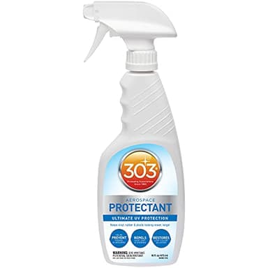 303 Products (30308CSR) UV Protectant Spray for Vinyl, Plastic, Rubber, Fiberglass, Leather & More – Dust and Dirt Repellant - Non-Toxic, Matte Finish, 16 Fl. oz., White