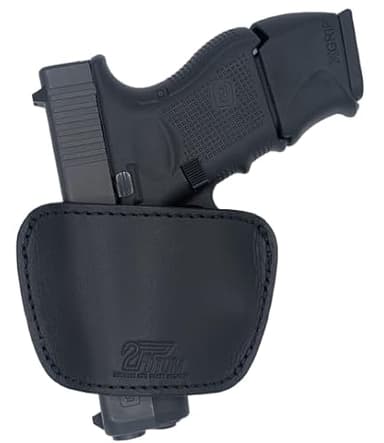 DTOM Premium Leather (not Synthetic) Universal IWB or OWB Ambidextrous Belt Slide Holster Black