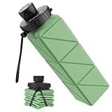Infitran Collapsible Water Bottles, BPA-Free Leak-Proof Silicone Foldable Water Bottle Cup 20.6oz, Durable Lightweight Bottle for Gym Travel Camping Hiking Running Sport,Green