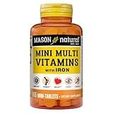 MASON NATURAL Mini Multi Vitamins with Iron, Vitamins A, C, D, E, B1, B2, B3, B6, B12, Folate and Calcium for Overall Health, 1 Year Supply