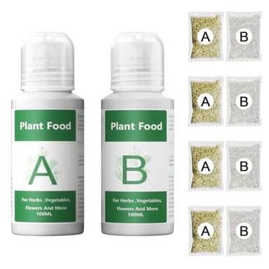 Hydroponics Nutrients (1000ml in Total), All Purpose Plant Food A & B, Hydroponics Supplies, Fertilizer for All Plants and Media, Hydroponics System Accessories for Vegetables Fruits Flowers Thrive