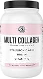 Multi Collagen Powder with Biotin, Hyaluronic Acid, Vitamin C (2lb Value Size) | Hydrolyzed Collagen Supplement (Types I, II, III, V, X). Hair, Skin, Nails for Women, Men