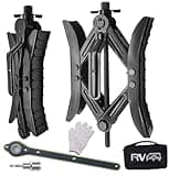 RVPNR Camper Wheel Chock Stabilizer, RV X Chocks Wheel Stabilizer, Wheel Chock Scissor 2 Sets Tire Locking Chocks Accessories with Ratchet,hex Socket, Tool Kit, Gloves (Black)