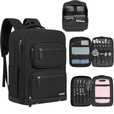 OUUTMEE Large Chef Knife Backpack, Knife Carrier Chef Utensil Case with Multiple Pockets and Slots, Knife Bags for Chefs Professional