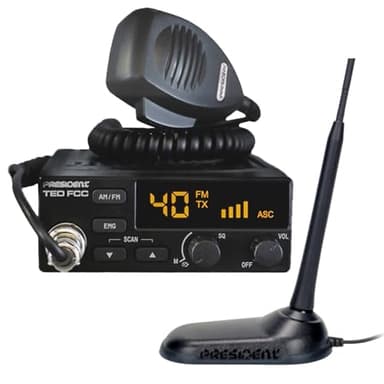 President CB Radio Starter Kit with TED FCC 40-Channel 12-Volt AM/FM CB Radio and Virginia F Magnet-Mount Antenna