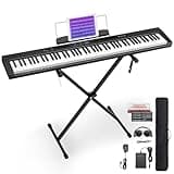 Starfavor 88 Key Piano Keyboard, Compact Bluetooth Digital Piano with Full-size Semi Weighted 88 Keys, Budget Electric Keyboard Piano with Stand, Piano Pedal, Carrying Bag, Recording/MIDI/USB, Black