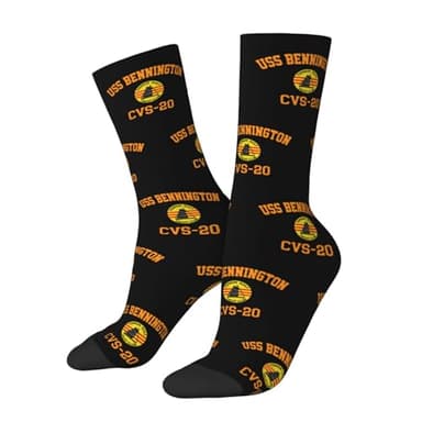 ZDHGAEW USS Bennington CVS-20 Socks, Men's Crew Socks, Cotton Cozy Casual Sock