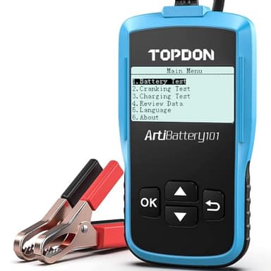 TOPDON AB101 Car Battery Tester 12V Car Battery Load Tester on Cranking Charging Systems, 100-2000 CCA Automotive Alternator Analyzer for Cars/SUVs/Light Trucks with Flooded AGM Gel Types