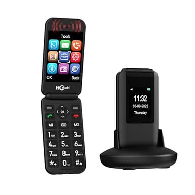 SilisoundTek Flip Phone Unlocked, 2.8+1.5" Dual Screen Flip Phones for Seniors, SOS Button丨Speed Dial丨Large Fonts丨Charging Dock丨1400mAh Battery（Compatible with T-Mobile）