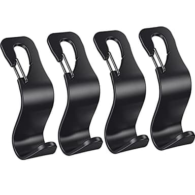 4 Pack Car Back Seat Headrest Hook Hanger for Purse Grocery Bag Handbag Hat, Purse Hook for Car with Clip