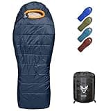 Azitrek 0 Degree Mummy Sleeping Bags for Adults Camping | XXL Big and Tall 3-4 Season Warm Cool | Cold Weather Winter Sleeping Bag w. Compression Sack Youth | Side Sleeper Friendly (Bright Navy)
