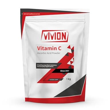 Vivion Vitamin C Powder - 1 kg (2.2 lb) - L-Ascorbic Acid USP Grade Excipient - Food Safe Additive for Pickling & Canning - Home Brewing Sour Flavor Agent